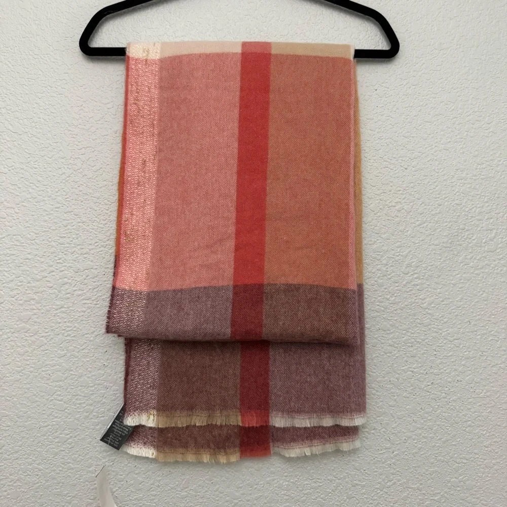 Vince Camuto Plaid Metallic Scarf One Size NWT